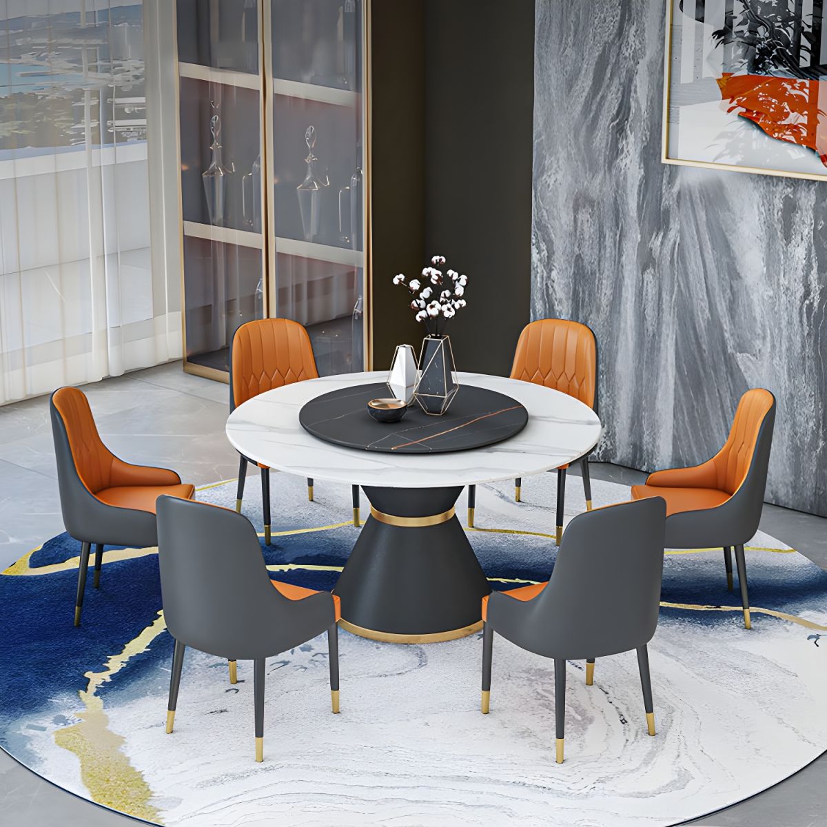 6 SEATER LAZY SUSAN DINING SET